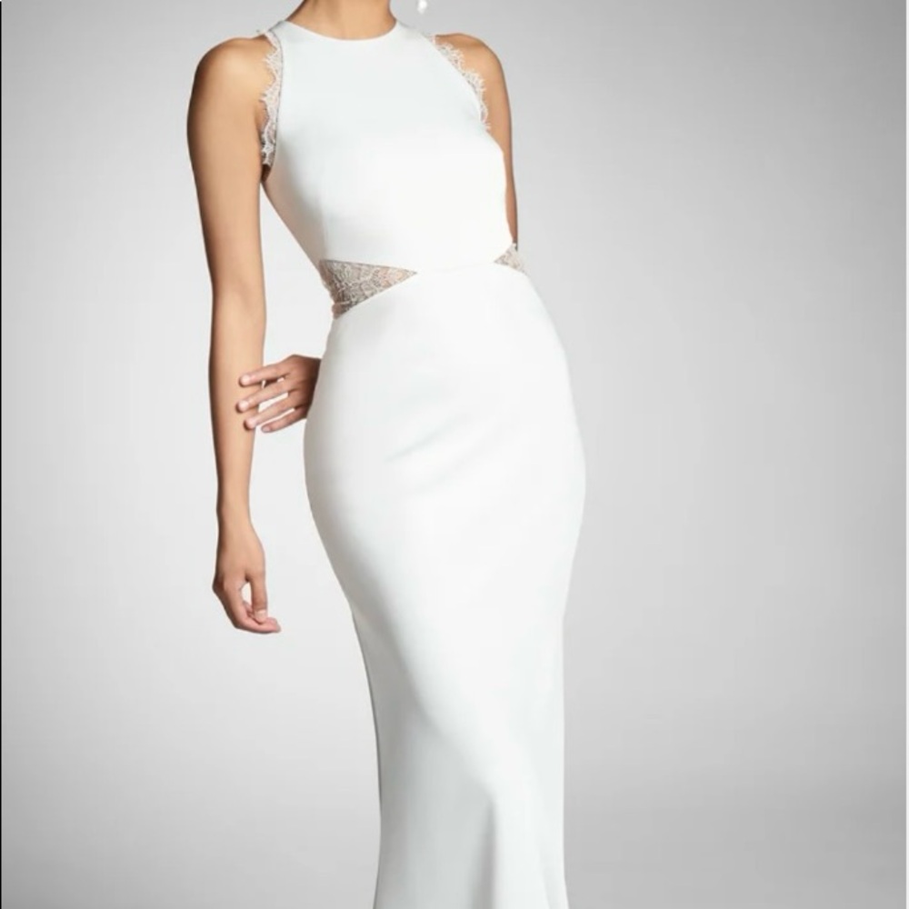 New - Sachin & Babi Isla Gown - Ivory Satin Lace Cutout